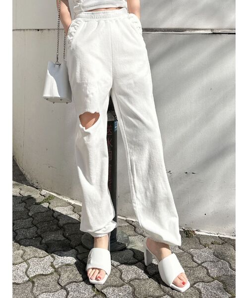 GYDA（ジェイダ）の「【SETUP着用可】Square gydaパイルパンツ（その他パンツ・レディース・オフホワイト/ブラック・FREE）」の2枚目の写真