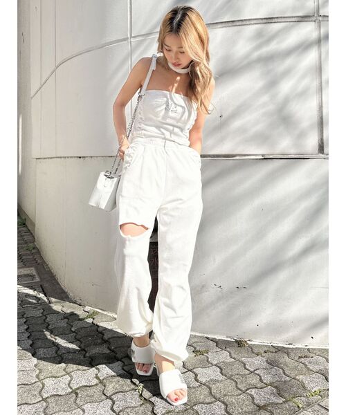 GYDA（ジェイダ）の「【SETUP着用可】Square gydaパイルパンツ（その他パンツ・レディース・オフホワイト/ブラック・FREE）」の4枚目の写真