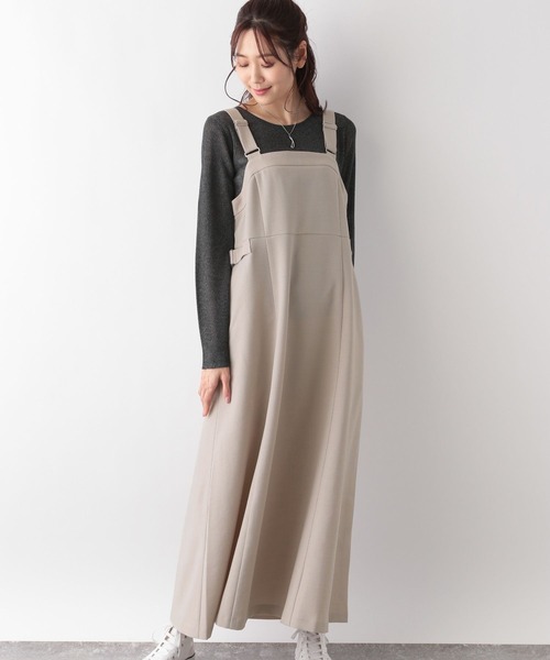 GLOBAL WORK（グローバルワーク）の「お手入れらくらくDRYジャンスカ/MATINEE LINE/106591（ジャンパースカート・レディース・モカ/グレイッシュベージュ/スミクロ・FREE）」の3枚目の写真