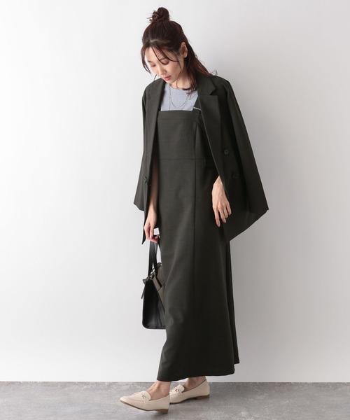 GLOBAL WORK（グローバルワーク）の「お手入れらくらくDRYジャンスカ/MATINEE LINE/106591（ジャンパースカート・レディース・モカ/グレイッシュベージュ/スミクロ・FREE）」の8枚目の写真