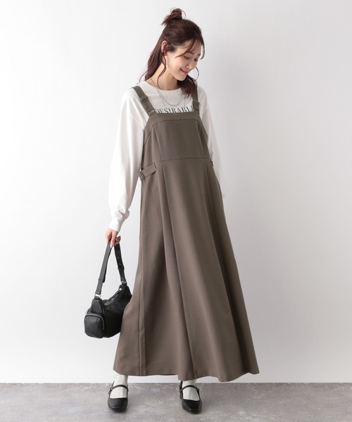 GLOBAL WORK（グローバルワーク）の「お手入れらくらくDRYジャンスカ/MATINEE LINE/106591（ジャンパースカート・レディース・モカ/グレイッシュベージュ/スミクロ・FREE）」の6枚目の写真
