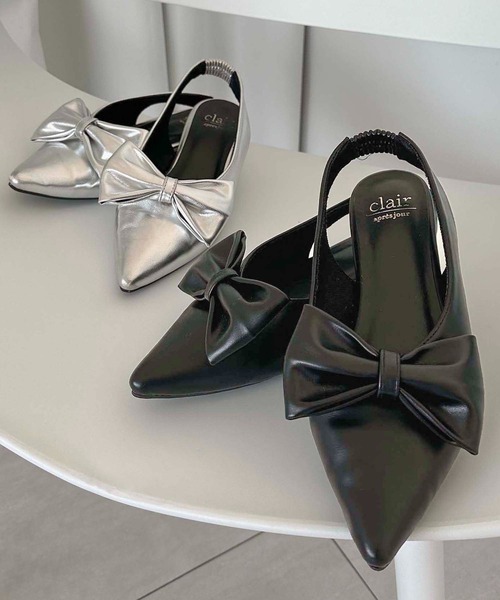 apres jour clair（アプレジュールクレア）の「【apres jour clair】2wayリボンフラットシューズ【ZOZOTOWN限定アイテム】（パンプス・レディース・ブラック/シルバー・SMALL/X-LARGE/MEDIUM/LARGE）」の14枚目の写真
