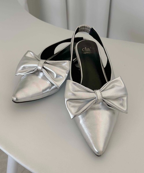 apres jour clair（アプレジュールクレア）の「【apres jour clair】2wayリボンフラットシューズ【ZOZOTOWN限定アイテム】（パンプス・レディース・ブラック/シルバー・SMALL/X-LARGE/MEDIUM/LARGE）」の15枚目の写真