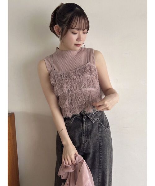 dazzlin（ダズリン）の「フリンジニットキャミSETトップス（ニット/セーター・レディース・ベージュ/ピンク/グレー・FREE）」の20枚目の写真