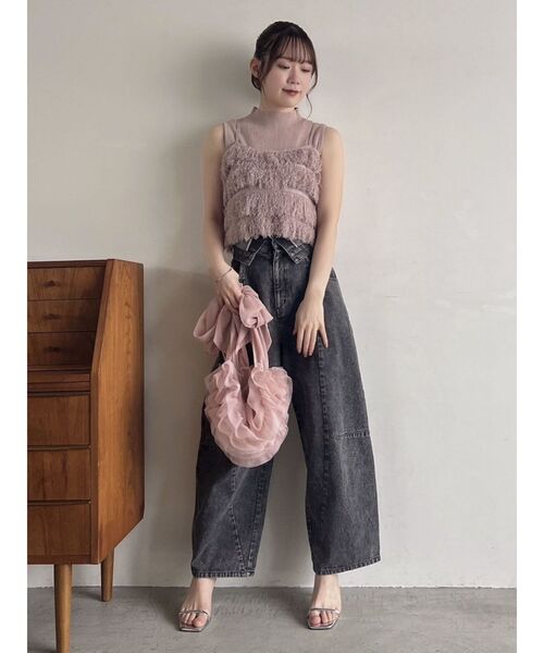 dazzlin（ダズリン）の「フリンジニットキャミSETトップス（ニット/セーター・レディース・ベージュ/ピンク/グレー・FREE）」の13枚目の写真