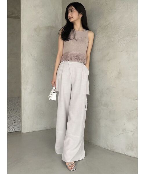 dazzlin（ダズリン）の「フリンジニットキャミSETトップス（ニット/セーター・レディース・ベージュ/ピンク/グレー・FREE）」の8枚目の写真