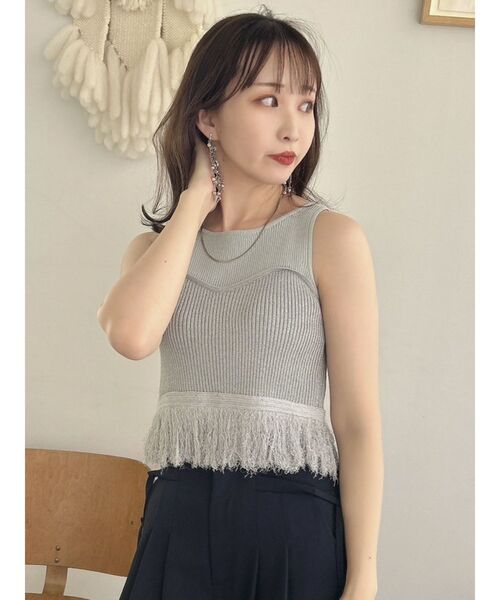 dazzlin（ダズリン）の「フリンジニットキャミSETトップス（ニット/セーター・レディース・ベージュ/ピンク/グレー・FREE）」の10枚目の写真