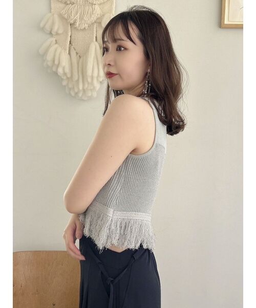 dazzlin（ダズリン）の「フリンジニットキャミSETトップス（ニット/セーター・レディース・ベージュ/ピンク/グレー・FREE）」の12枚目の写真