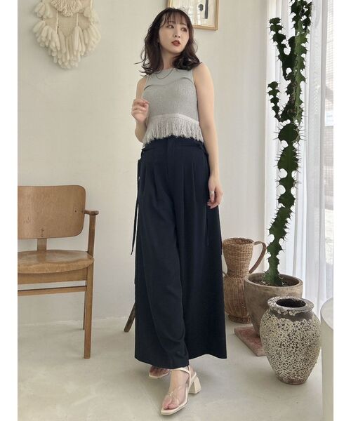 dazzlin（ダズリン）の「フリンジニットキャミSETトップス（ニット/セーター・レディース・ベージュ/ピンク/グレー・FREE）」の4枚目の写真