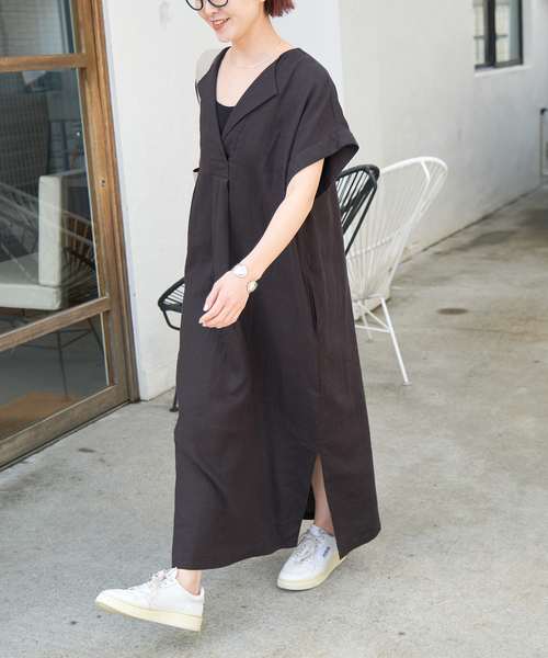 ★スピック＆スパン★リネンカフタンドレス スピック＆スパン Spick & Span 《追加》リネンカフタンドレス