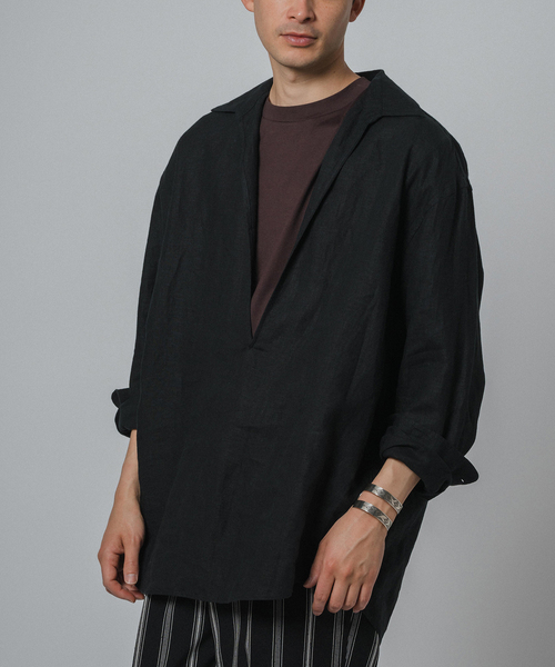 EDIFICE（エディフィス）の「リネン スキッパーシャツ（シャツ/ブラウス・メンズ・ブルー系その他/ホワイト/ブラウン/ブラック・MEDIUM/LARGE）」の3枚目の写真