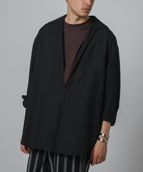 EDIFICE（エディフィス）の「リネン スキッパーシャツ（シャツ/ブラウス・メンズ・ブルー系その他/ホワイト/ブラウン/ブラック・MEDIUM/LARGE）」の6枚目の写真