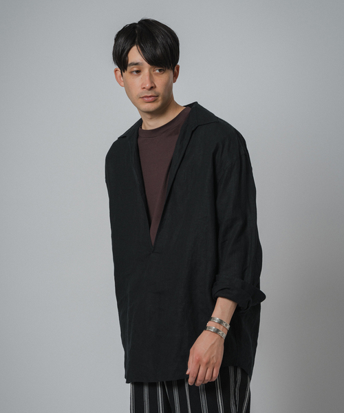 EDIFICE（エディフィス）の「リネン スキッパーシャツ（シャツ/ブラウス・メンズ・ブルー系その他/ホワイト/ブラウン/ブラック・MEDIUM/LARGE）」の11枚目の写真