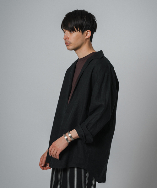 EDIFICE（エディフィス）の「リネン スキッパーシャツ（シャツ/ブラウス・メンズ・ブルー系その他/ホワイト/ブラウン/ブラック・MEDIUM/LARGE）」の12枚目の写真