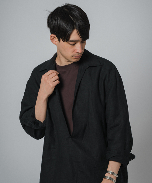 EDIFICE（エディフィス）の「リネン スキッパーシャツ（シャツ/ブラウス・メンズ・ブルー系その他/ホワイト/ブラウン/ブラック・MEDIUM/LARGE）」の14枚目の写真