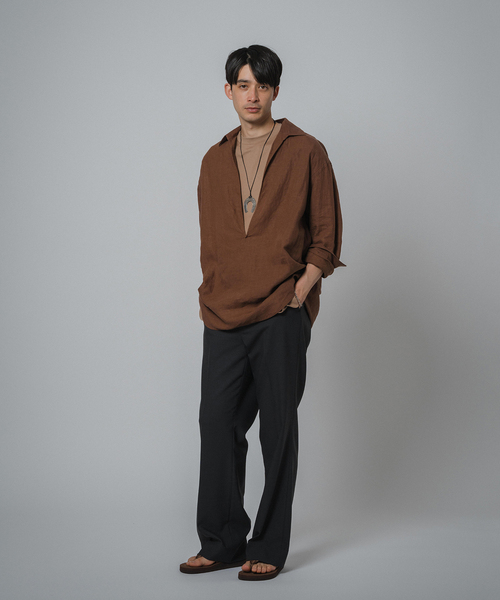 EDIFICE（エディフィス）の「リネン スキッパーシャツ（シャツ/ブラウス・メンズ・ブルー系その他/ホワイト/ブラウン/ブラック・MEDIUM/LARGE）」の18枚目の写真