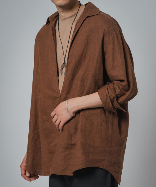 EDIFICE（エディフィス）の「リネン スキッパーシャツ（シャツ/ブラウス・メンズ・ブルー系その他/ホワイト/ブラウン/ブラック・MEDIUM/LARGE）」の19枚目の写真