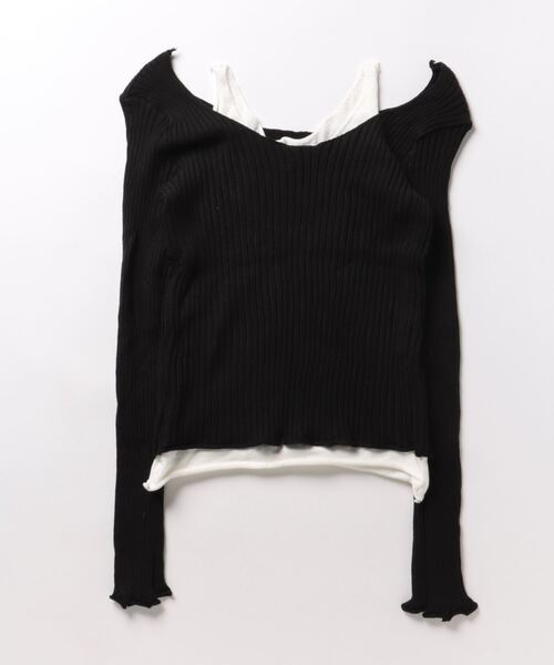 aimoha(アイモハ)の「重ね着風ロング袖カットソー(Tシャツ/カットソー・レディース・ベージュ/ブラック/ブルー・FREE)」の4枚目の写真