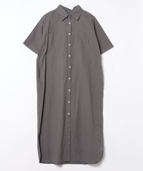 Q（キュー）の「ロングシャツワンピース（シャツワンピース・レディース・マスタード/モカ/チャコールグレー・MEDIUM）」の6枚目の写真