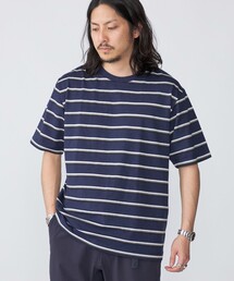 SHIPS: TEXBRID(R) リネン グラデーション ボーダー Tシャツ
