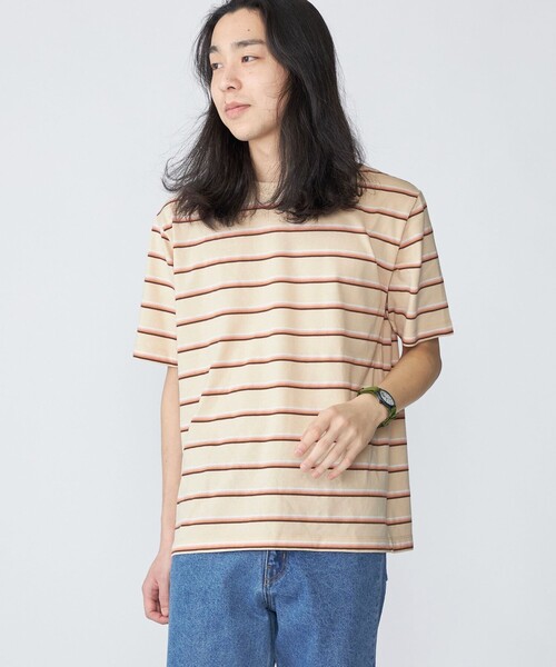 SHIPS(シップス)の「SHIPS: TEXBRID(R) リネン グラデーション ボーダー Tシャツ(Tシャツ/カットソー・メンズ・グレー/ナチュラル/ベージュ/ネイビー・SMALL/MEDIUM/LARGE/X-LARGE)」の9枚目の写真
