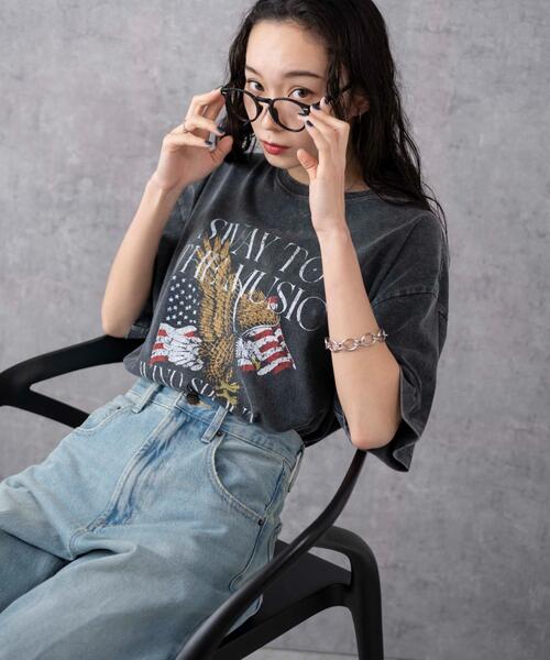 ヴィンテージ グラフィック Tシャツ ロングTシャツ ダメージ ウォッシュ ヴィンテージウォッシュグラフィックTシャツ[品番：WG010090304