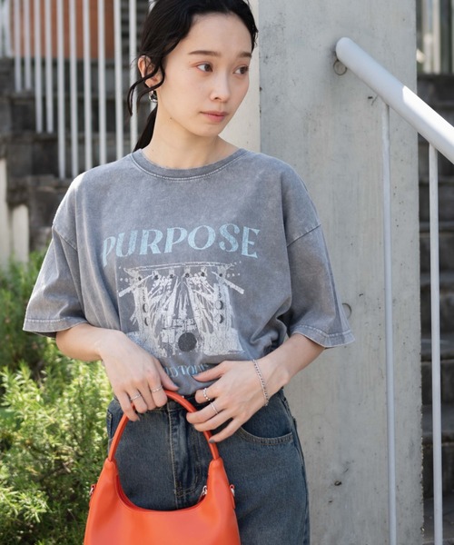 ヴィンテージ グラフィック Tシャツ ロングTシャツ ダメージ ウォッシュ ヴィンテージウォッシュグラフィックTシャツ[品番：WG010090304
