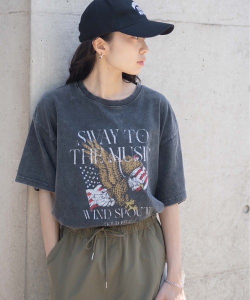ヴィンテージ グラフィック Tシャツ ロングTシャツ ダメージ ウォッシュ セール】WEGO/ヴィンテージウォッシュグラフィックTシャツ（T