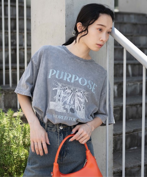 ヴィンテージ グラフィック Tシャツ ロングTシャツ ダメージ ウォッシュ tシャツ ウォッシュ加工ヴィンテージグラフィックロンT/ビッグ