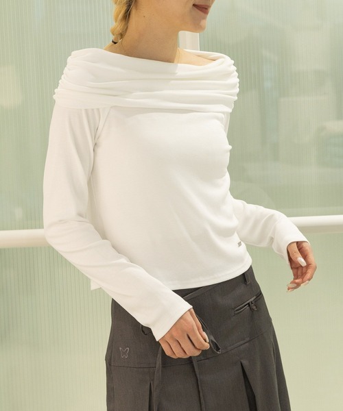 3.3 Field Trip （3.3フィールドトリップ）の「3.3 Field Trip／オフショル長袖T 2117328（Tシャツ/カットソー・レディース・ホワイト/チャコール・FREE）」の16枚目の写真