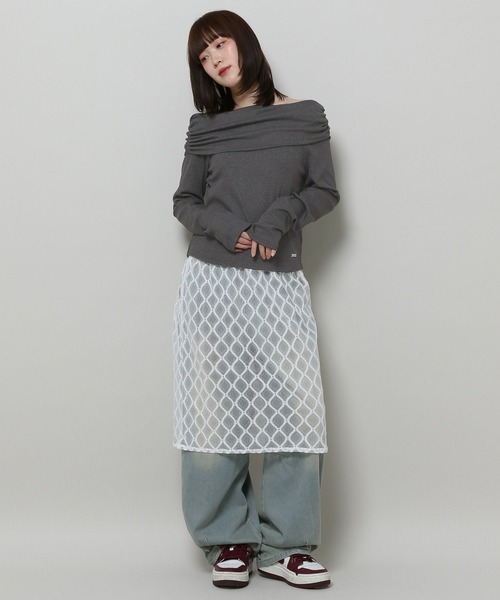 3.3 Field Trip （3.3フィールドトリップ）の「3.3 Field Trip／オフショル長袖T 2117328（Tシャツ/カットソー・レディース・ホワイト/チャコール・FREE）」の22枚目の写真