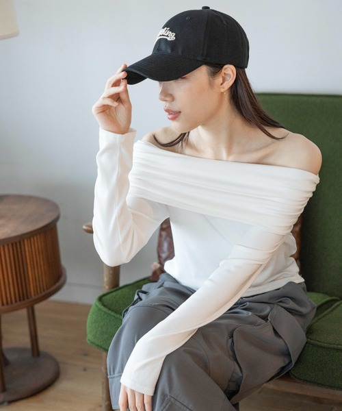 3.3 Field Trip （3.3フィールドトリップ）の「3.3 Field Trip／オフショル長袖T 2117328（Tシャツ/カットソー・レディース・ホワイト/チャコール・FREE）」の12枚目の写真