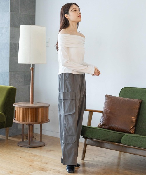 3.3 Field Trip （3.3フィールドトリップ）の「3.3 Field Trip／オフショル長袖T 2117328（Tシャツ/カットソー・レディース・ホワイト/チャコール・FREE）」の9枚目の写真