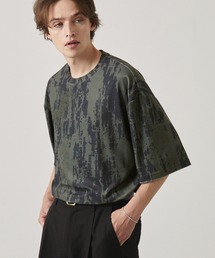 サマーパイルオールオーバーパターンルーズ半袖Tシャツ/アブストラクト/フラワー EMMA CLOTHES 2024SS