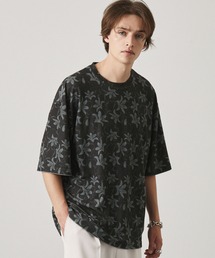 サマーパイルオールオーバーパターンルーズ半袖Tシャツ/アブストラクト/フラワー EMMA CLOTHES 2024SS