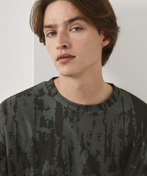 EMMA CLOTHES(エマクローズ)の「サマーパイルオールオーバーパターンルーズ半袖Tシャツ/アブストラクト/フラワー EMMA CLOTHES 2024SS(Tシャツ/カットソー・メンズ・グレー系/ブラック系/ブラック/グレー・L/M)」の8枚目の写真