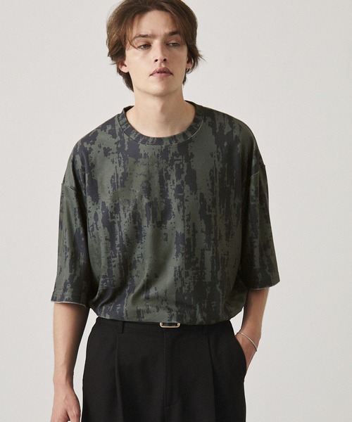 EMMA CLOTHES(エマクローズ)の「サマーパイルオールオーバーパターンルーズ半袖Tシャツ/アブストラクト/フラワー EMMA CLOTHES 2024SS(Tシャツ/カットソー・メンズ・グレー系/ブラック系/ブラック/グレー・L/M)」の12枚目の写真