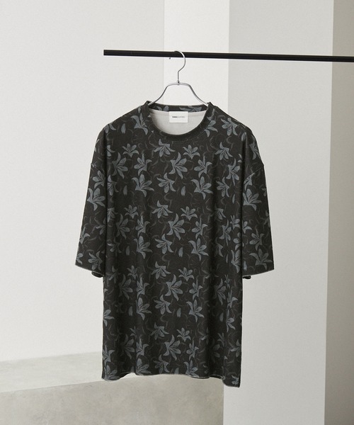 EMMA CLOTHES(エマクローズ)の「サマーパイルオールオーバーパターンルーズ半袖Tシャツ/アブストラクト/フラワー EMMA CLOTHES 2024SS(Tシャツ/カットソー・メンズ・グレー系/ブラック系/ブラック/グレー・L/M)」の15枚目の写真