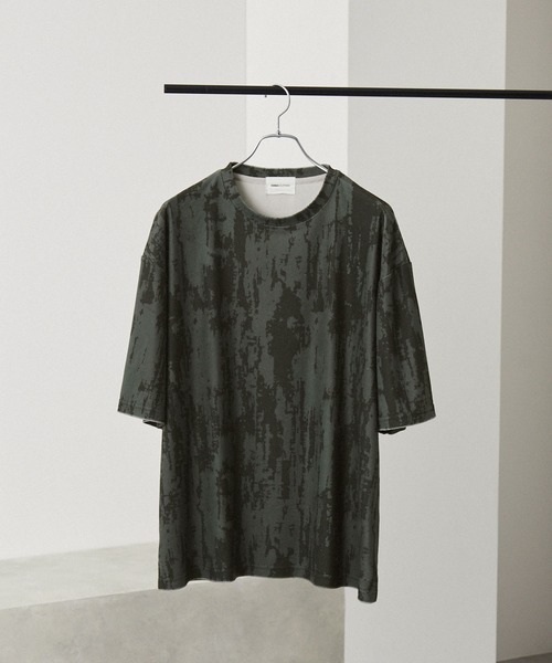 EMMA CLOTHES(エマクローズ)の「サマーパイルオールオーバーパターンルーズ半袖Tシャツ/アブストラクト/フラワー EMMA CLOTHES 2024SS(Tシャツ/カットソー・メンズ・グレー系/ブラック系/ブラック/グレー・L/M)」の14枚目の写真