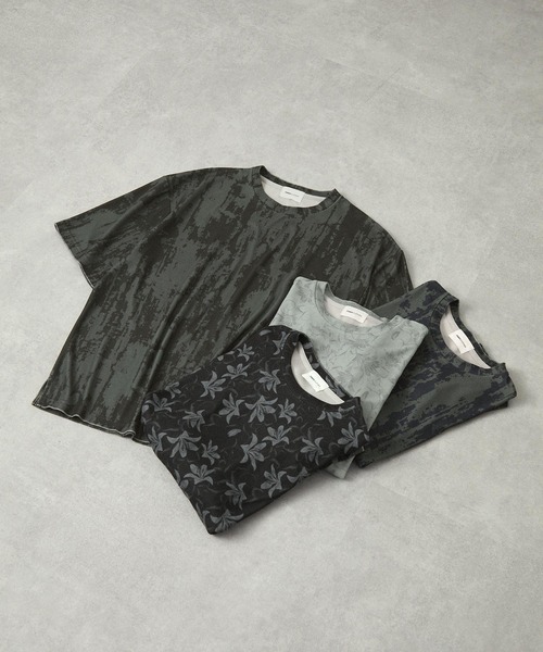 EMMA CLOTHES(エマクローズ)の「サマーパイルオールオーバーパターンルーズ半袖Tシャツ/アブストラクト/フラワー EMMA CLOTHES 2024SS(Tシャツ/カットソー・メンズ・グレー系/ブラック系/ブラック/グレー・L/M)」の19枚目の写真