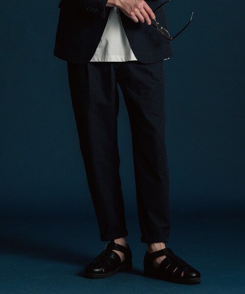 THE SHOP TK （ザ ショップ ティーケー ）の「◆【吸水速乾/セットアップ可】シアサッカーメッシュイージーパンツ（その他パンツ・メンズ・オリーブ/ダークブラウン/ネイビー・01/02/03/04）」の3枚目の写真