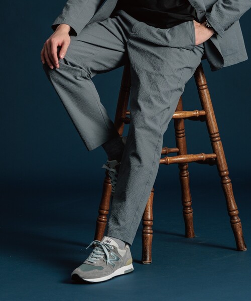 THE SHOP TK （ザ ショップ ティーケー ）の「◆【吸水速乾/セットアップ可】シアサッカーメッシュイージーパンツ（その他パンツ・メンズ・オリーブ/ダークブラウン/ネイビー・01/02/03/04）」の2枚目の写真