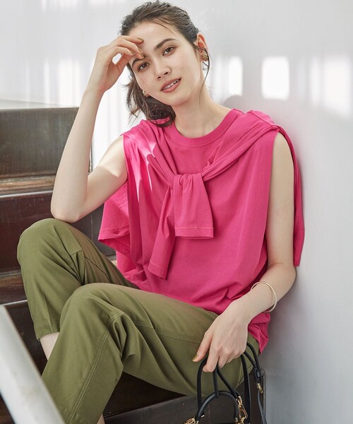 tシャツ 「SLOW/一部店舗限定」シアーツイストシングルジャージー ノースリーブ カットソー レディース セール】【SLOW/一部店舗限定】シアーツイストシングル