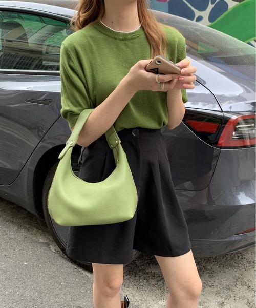 LA VORAGINE（ラ ヴォラジネ）の「ワンハンドルハーフムーン ラウンドショルダーバッグ（ショルダーバッグ・レディース・ブラック/ホワイト/ベージュ/ダークブラウン/ブラウン/グリーン/ブルー・FREE）」の20枚目の写真