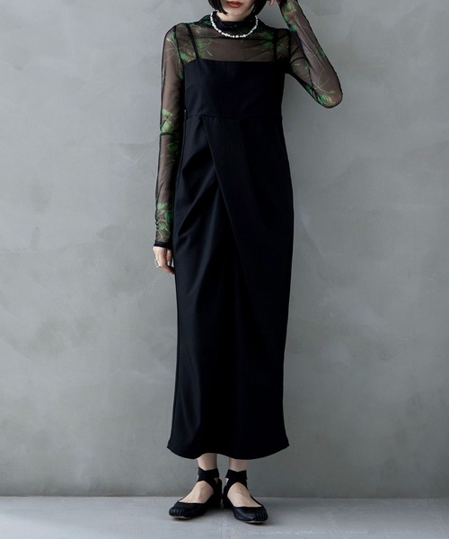 etoll.（エトル）の「タックドレープキャミソールワンピ（ワンピース・レディース・ブラック/アイボリー/グレー・M）」の15枚目の写真