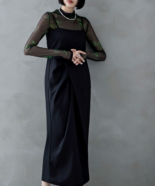 etoll.（エトル）の「タックドレープキャミソールワンピ（ワンピース・レディース・ブラック/アイボリー/グレー・M）」の16枚目の写真