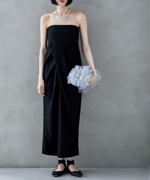 etoll.（エトル）の「タックドレープキャミソールワンピ（ワンピース・レディース・ブラック/アイボリー/グレー・M）」の18枚目の写真