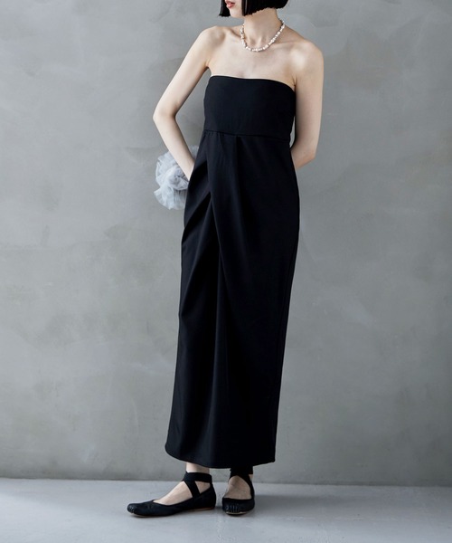 etoll.（エトル）の「タックドレープキャミソールワンピ（ワンピース・レディース・ブラック/アイボリー/グレー・M）」の19枚目の写真