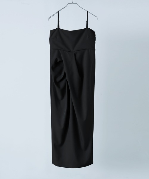 etoll.（エトル）の「タックドレープキャミソールワンピ（ワンピース・レディース・ブラック/アイボリー/グレー・M）」の9枚目の写真