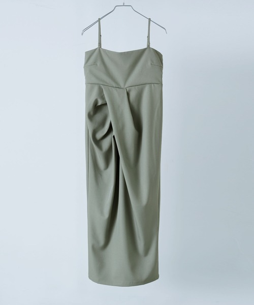 etoll.（エトル）の「タックドレープキャミソールワンピ（ワンピース・レディース・ブラック/アイボリー/グレー・M）」の11枚目の写真